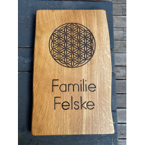 Türschild, Willkommenschild, Haustür, Eiche, CNC gefräst, Blume des Lebens